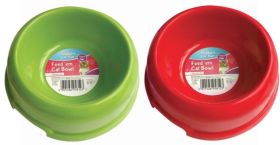 Plastic Feed Em Cat/Dog Bowl - 2 Assorted Colours - Red And Green