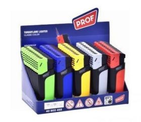 Prof Turboflame Windproof Electronic Refillable Lighter - Assorted Colours