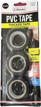 Gibsons Black PVC Tape 15MM x 10M 3 pack