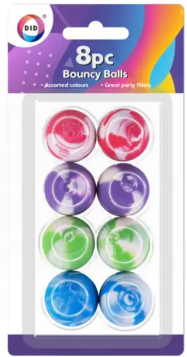 DID Bouncy Balls - Assorted Colours - Pack of 8
