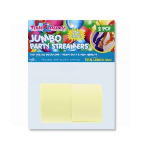 2 PIECE YELLOW PARTY STREAMERS JUMBO 25 METER EACH