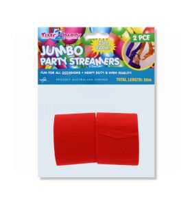2 PIECE RED PARTY STREAMERS JUMBO 50 METER TOTAL