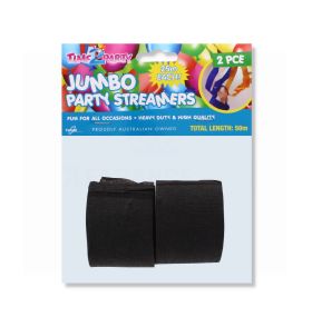 2 PIECE BLACK PARTY STREAMERS JUMBO 50 METER TOTAL