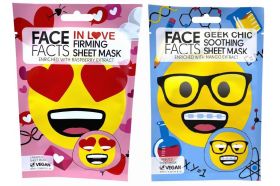 Face Facts Printed Sheet Mask - Emoji In Love & Geek Chic - 20ml - Exp: 03/24