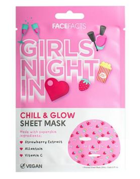 Face Facts Girls Night In Printed Sheet Mask - Chill & Glow - Vegan - 20ml - EXP: 10/24