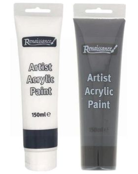 Renaissance Artist Acrylic Paint - Black & White - 150ml
