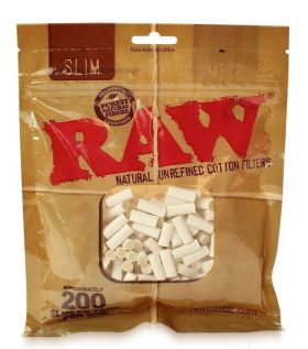 Raw Natural Unrefined Cotton Filters - Slim - Pack of 200