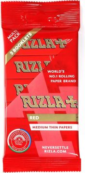 Rizla Medium Thin Red Cigarette Paper - Pack of 5 Booklets