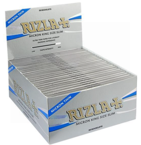 Rizla Cigarette Micron Thin Rolling Paper - Silver - King Size Slim - 50 Booklets