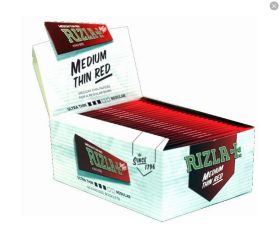 Rizla Cigarette Medium Thin Rolling Paper - Red - King Size - 50 Booklets