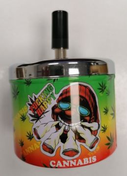 Metal Spinning Round Ashtray - Leaf Design - Assorted Designs & Colours - 9 x 7cm