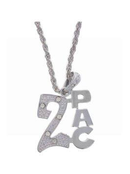 XL 2PAC SILVER PENDANT NECKLACE