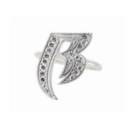 SILVER 2 FINGER RING LETTER-B