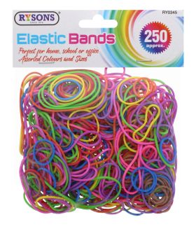 RYSONS ELASTIC BANDS ASSORTED SIZES 250 PC