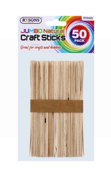RYSONS JUMBO NATURAL CRAFT STICKS 50 PACK