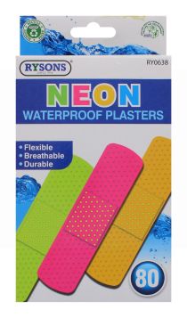 RYSONS 80 PC NEON WATERPROOF PLASTERS