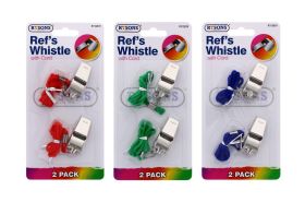 REF'S WHISTLE WITH CORD - PACK OF 2