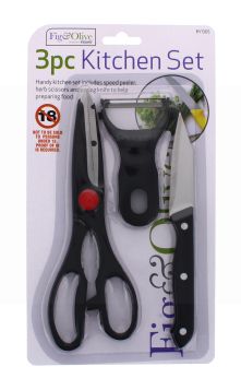 FIG & OLIVE KITCHEN SCISSORS & KNIFE SET 3 PC