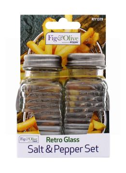 FIG & OLIVE RETRO GLASS SALT & PEPPER SET 2 PACK