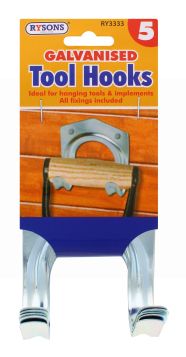 GALVANISED TOOL HOOKS 5 PCS