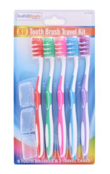 HEALTH & BEAUTY TOOTHBRUSHES WITH TRAVEL CASES 5PC
