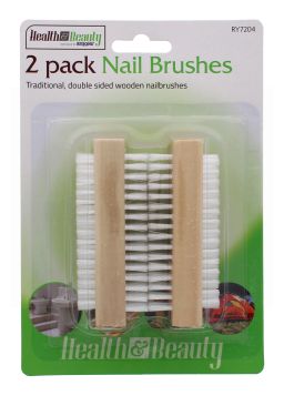 HEALTH & BEAUTY WOODEN NAIL BRUSHES 2 PCS
