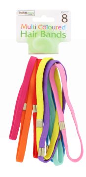 8 PACK MULTI COLOURED HAIR BANDS