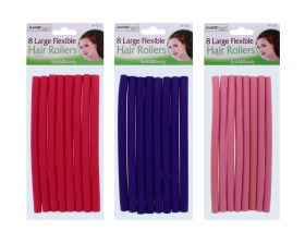 HEALTH & BEAUTY LARGE FLEXIBLE HAIR ROLLERS 8 PACK
