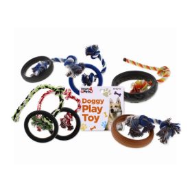 DOGGY PLAY TOY TYRE ROPE - ASSORTED COLOURS