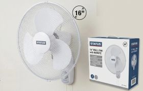 Status Oscillating Wall Fan With Remote - 16" - White