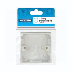 Status 25mm White 1 Gang Pattress Box - White