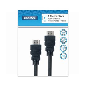 Status Nickel Plated TV HDMI To HDMI Lead - 1m - Black
