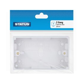 Status 25mm Deep 2 Gang Plastic Pattress Box - White