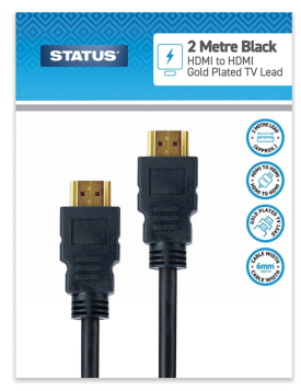 Status Gold Plated TV HDMI To HDMI Lead - 2m - Black