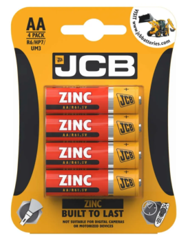 JCB R6 AA Zinc Batteries - Pack of 4