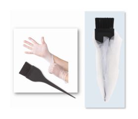HAIR COLOURING DISPOSABLE SET BRUSH WITH PLASTIC GLOVES