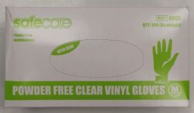 Safe Care Powder Free Disposable Vinyl Gloves - Clear - Medium - Pack of 100 - Exp: 10/25