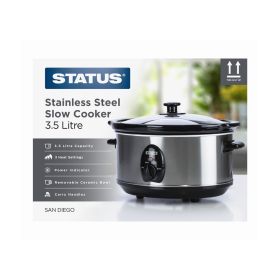 Status San Diego - Oval Stainless Steel Slow Cooker - 3.5L - Silver
