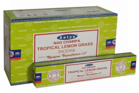 Satya Nag Champa Incense Sticks - Tropical Lemon Grass - 15 grams - Pack of 12 