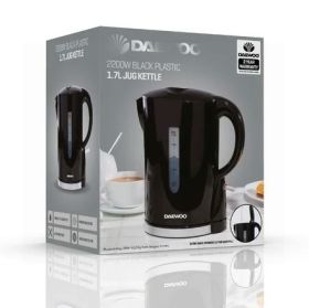 Daewoo 2200W Plastic Jug Kettle - Black - 1.7L - 23 x 20 x 14cm
