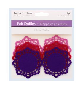 FELT DOILIES GLAM 3 COLOURS 6 PC