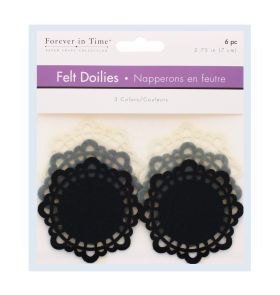 FELT DOILIES CLASSIC 3 COLOURS 6 PC