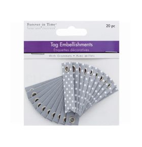 TAG EMBELLISHMENTS SILVER COMBO 20 PC