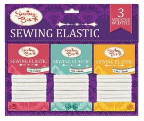 Sewing Box - Sewing Elastic - White - Assorted Widths - Pack of 3