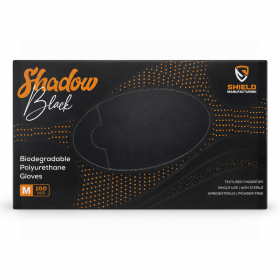 Shield Shadow Black Biodegradable Polyurethane Gloves Medium 100 pack