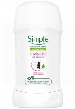 Simple Invisible 48h Anti-Perspirant Deo Stick - Vanilla & Peach - 0% Alcohol - 40ml*