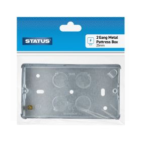 Status 25mm Deep 2 Gang Metal Pattress Box