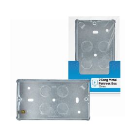 Status 35mm Deep 2 Gang Metal Pattress Box
