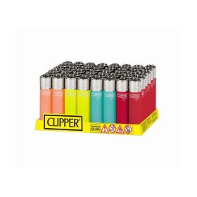 Clipper Reusable Translucent Soft Touch Flint Lighters - Assorted Colours - 48 pack
