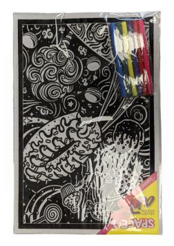 Velvet Poster Art with Assorted Coloured Pens - Space 1 - 38 x 25cm
